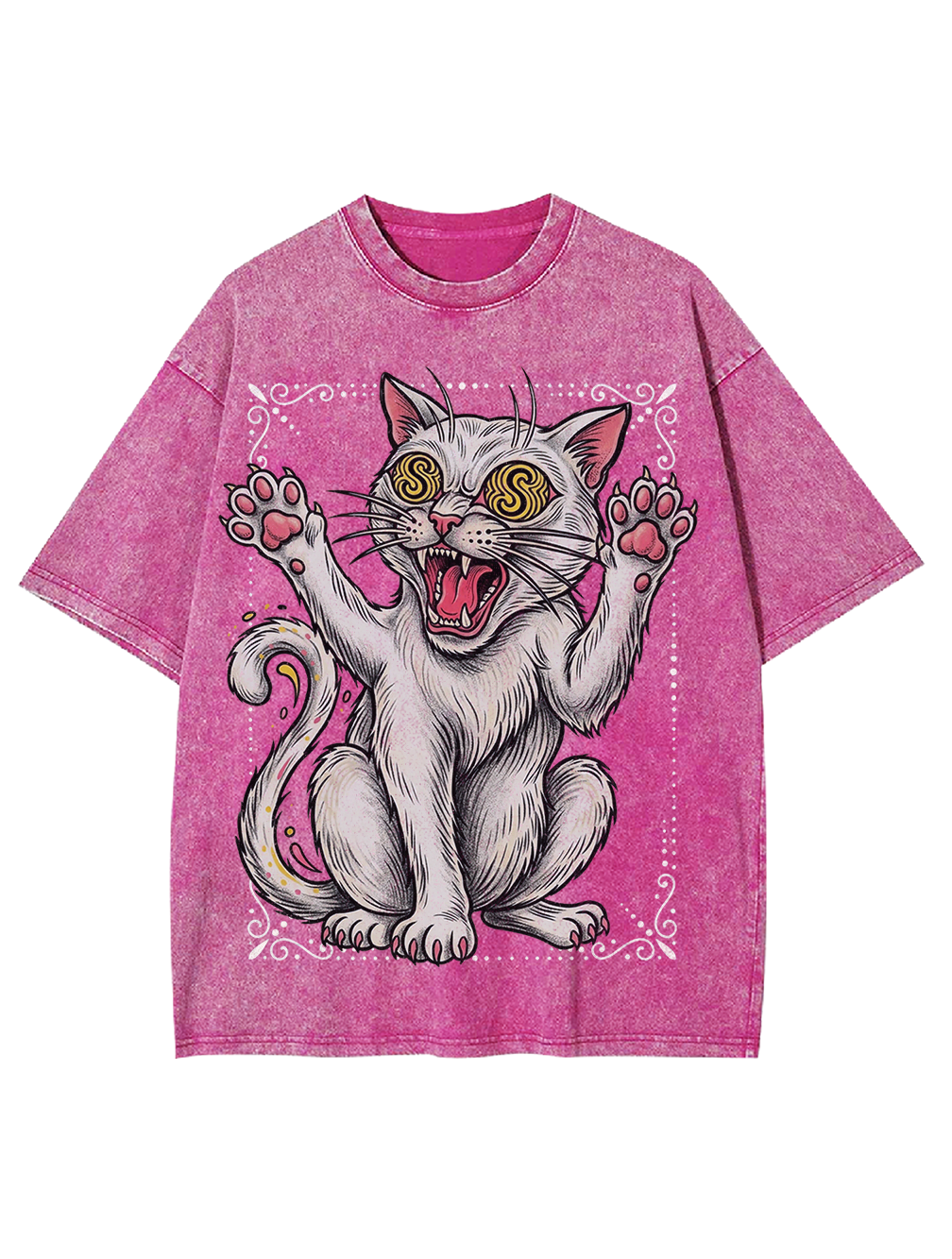 Dizzy White Cat Washed Tshirt