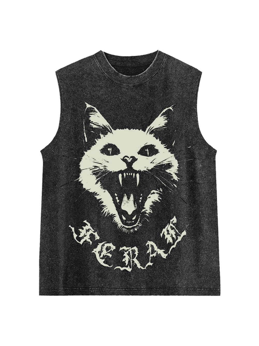 Feral White Cat Washed Tank Top