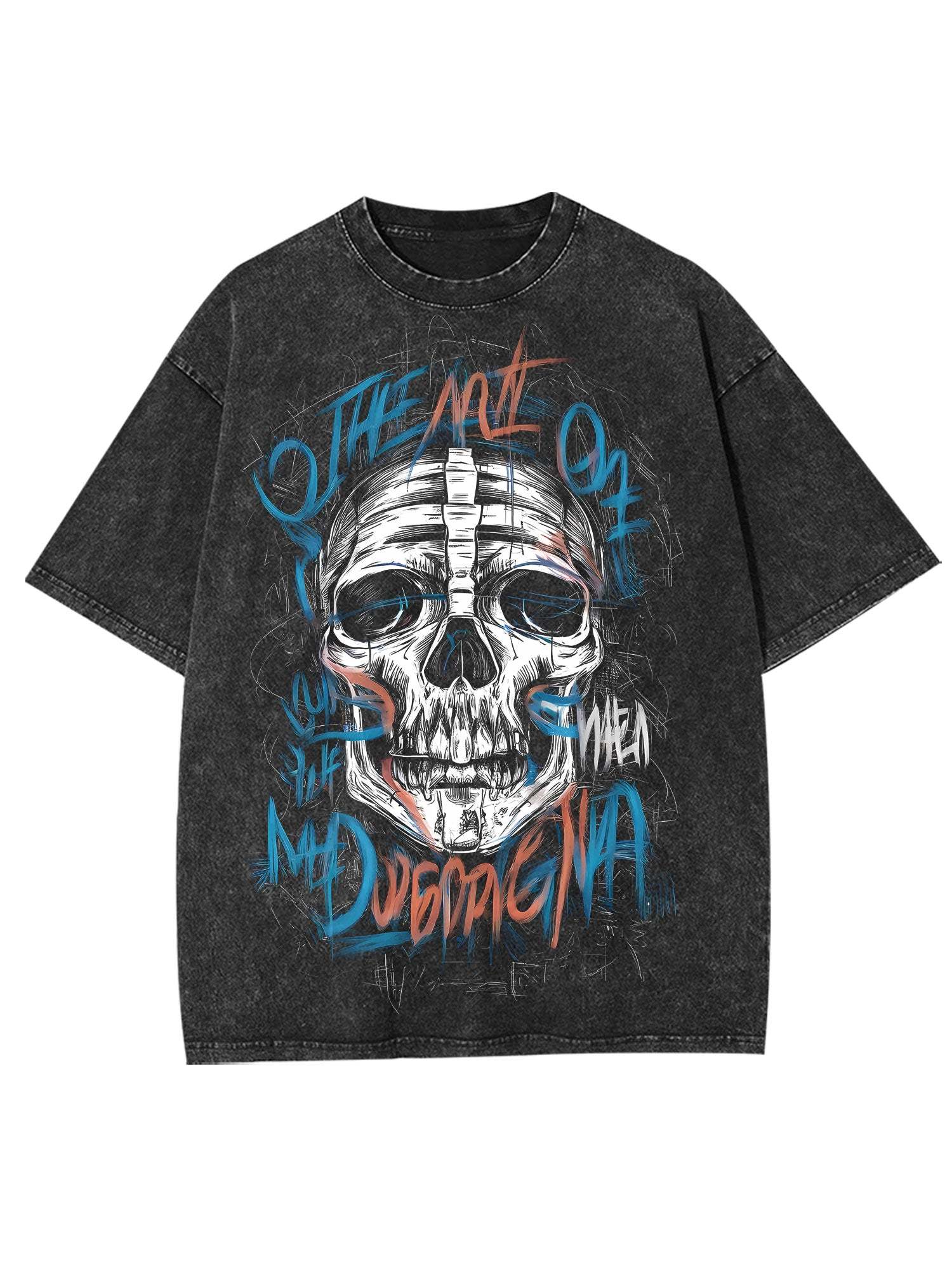 The Art Of Skull And Graffiti Washed Tshirt-ClassyOutlaw Sale