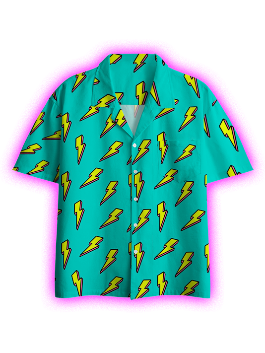 Cosmic Arcade Style Button Up Pocket Shirt