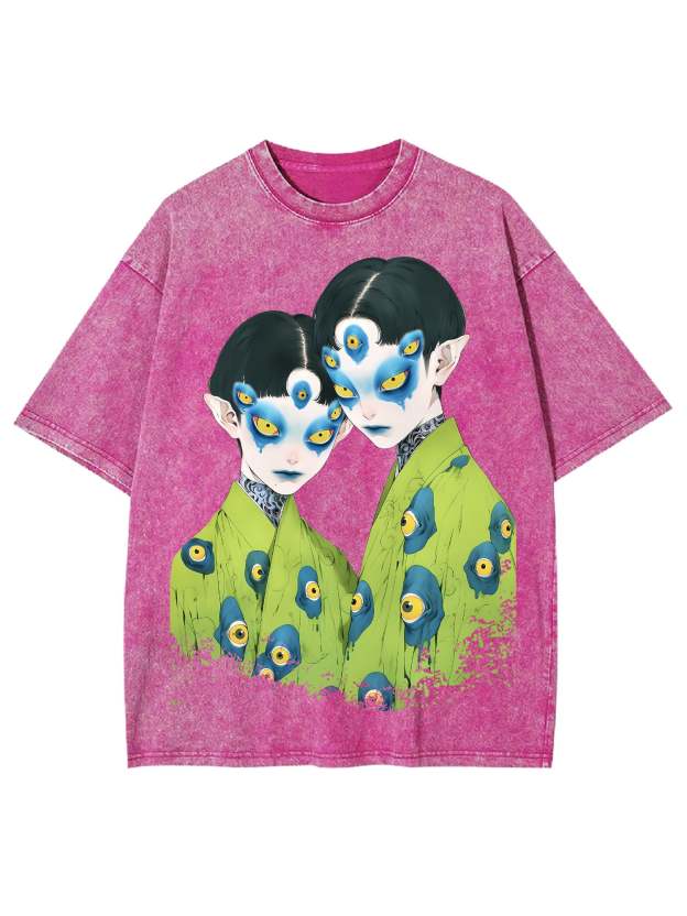 Mysterious Twin Eyes Washed Tshirt