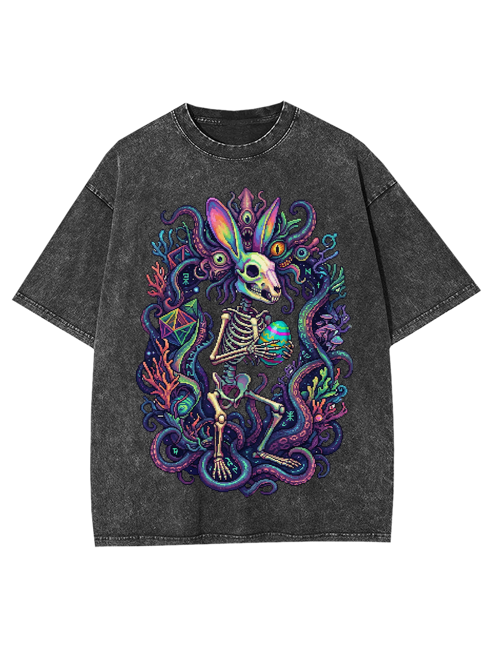 Necro Bunny Washed Tshirt-ClassyOutlaw Sale