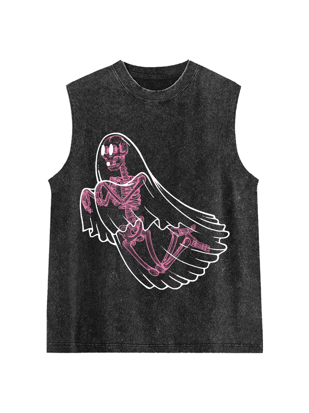 Ghostly Skeleton Veil Washed Tank Top