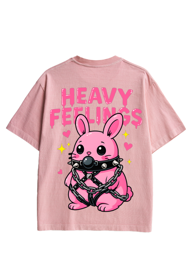 HEAVY FEELINGS Double Sided Print Washed TShirt