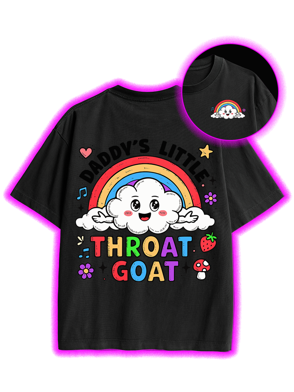 Rainbow Rebel Double Sided Print Washed TShirt