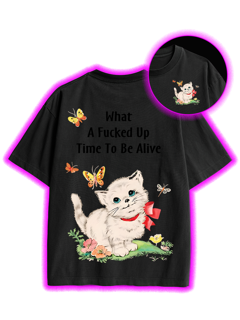 Cute Crisis Double Sided Print Washed TShirt