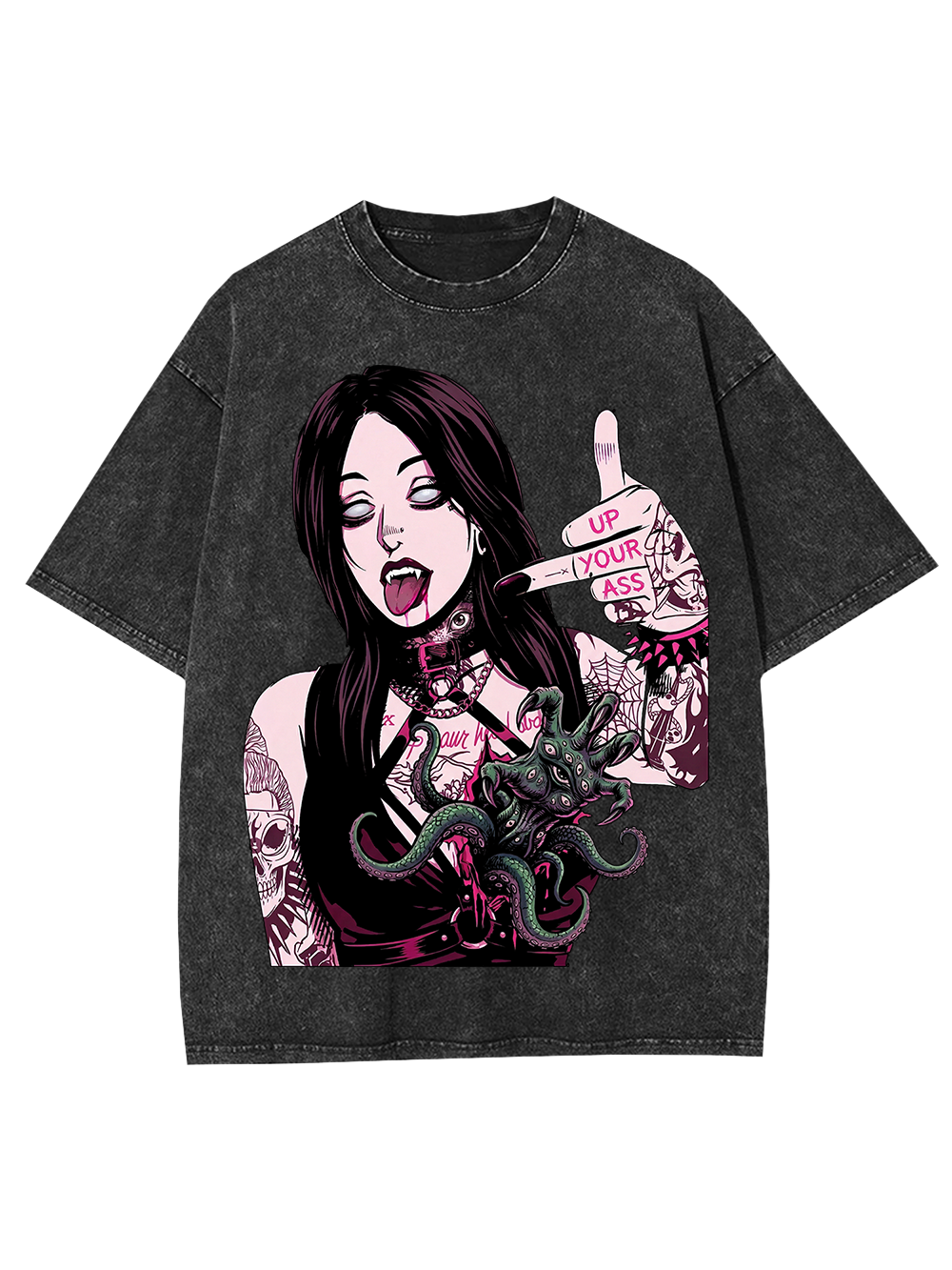 Octo Kiss – Darkcore Bad Attitude Washed Tshirt