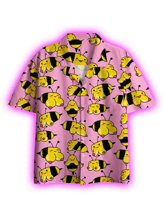 Bees in Flight Button Up Pocket Shirt
