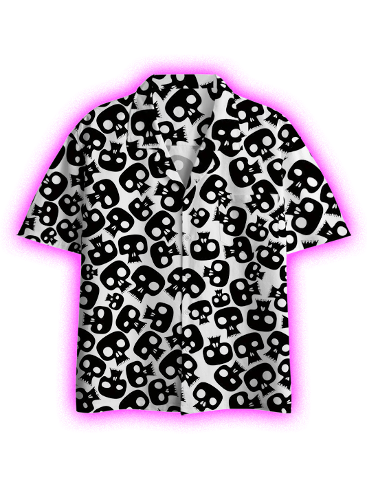 Skull Chaos Pattern Button Up Pocket Shirt