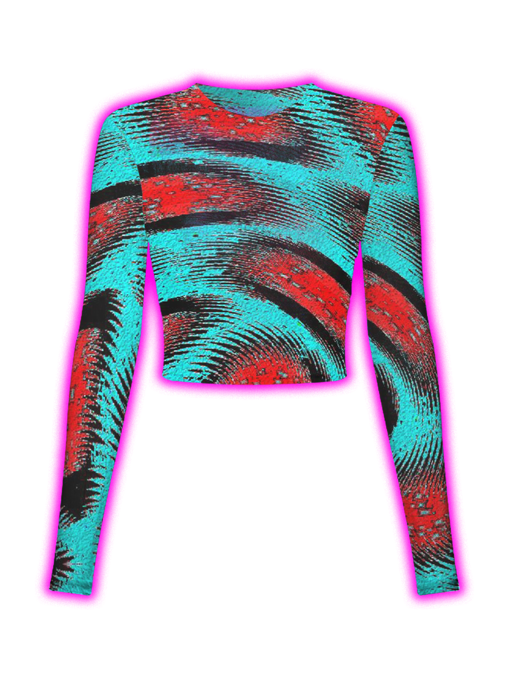 Crimson Wave Illusion Mesh Top