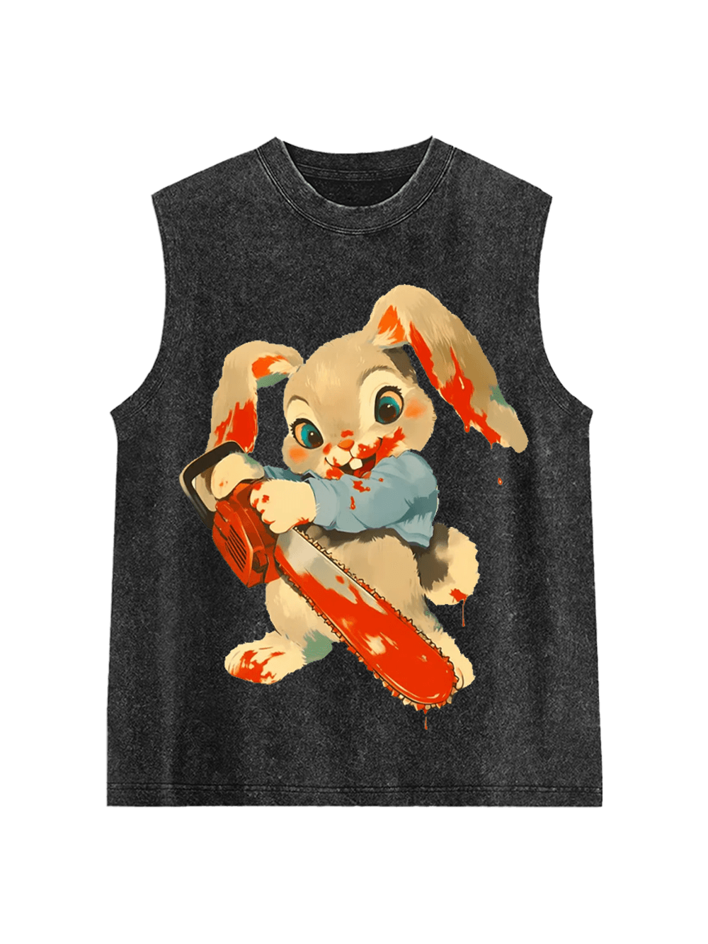 Bloody Bunny with Chainsaw Washed Tank Top