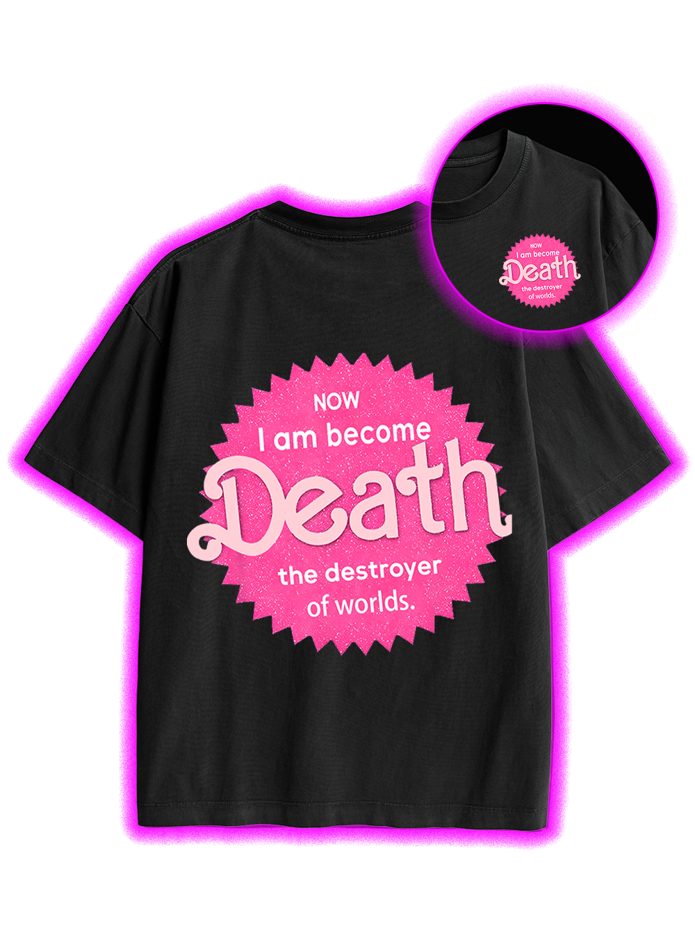 Sparkly Harbinger of Death Double Sided Print Washed TShirt