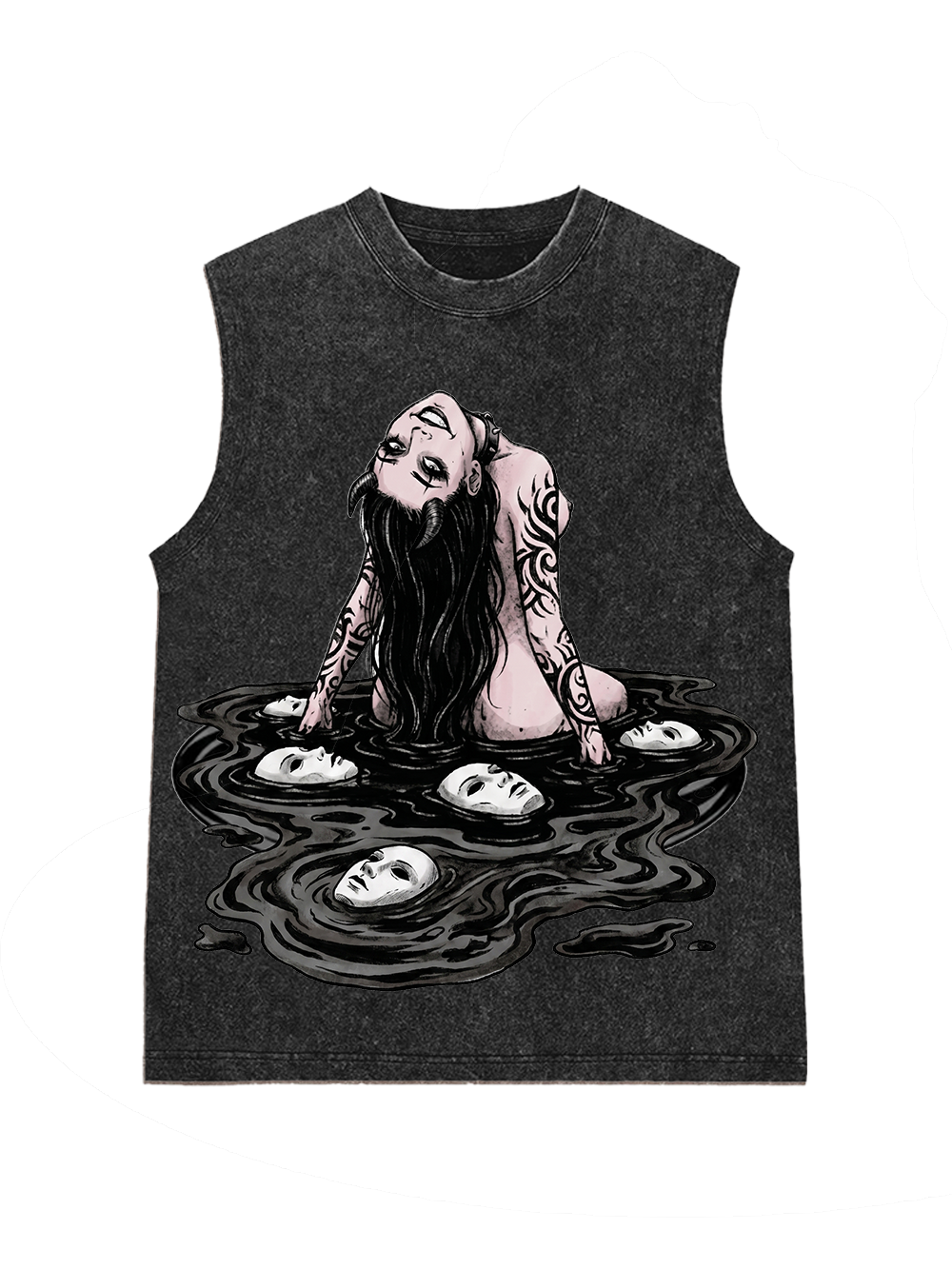 Long-haired girl with desires Washed Tank Top