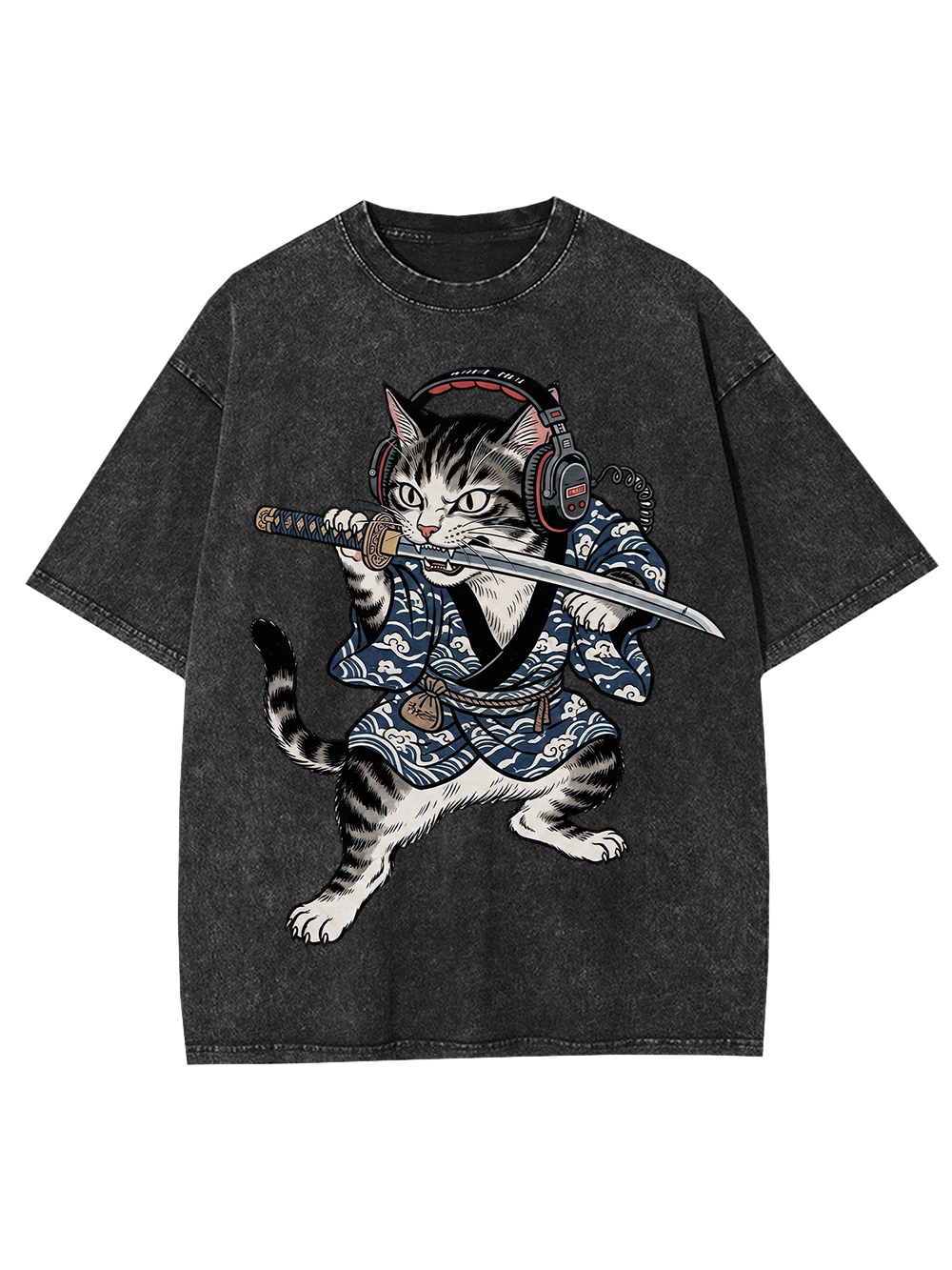Cyber Ronin Cat Washed Tshirt