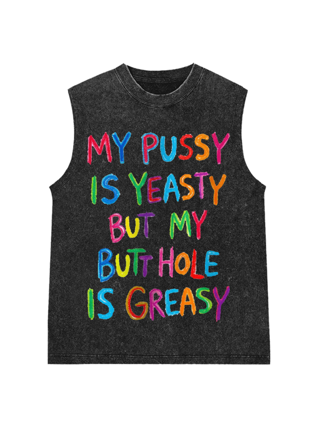 SATIRICAL CRAYON ART Washed Tank Top