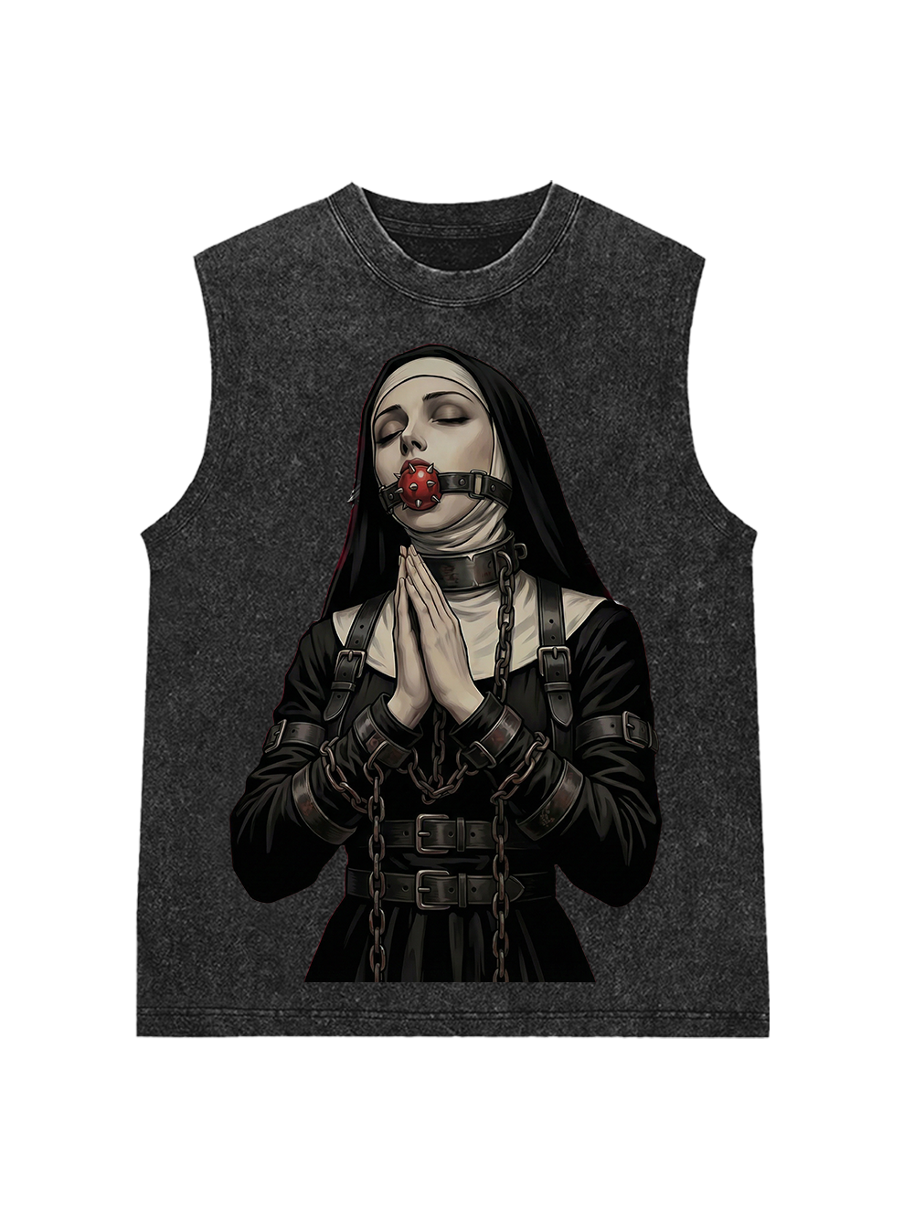 Chain-bound SM nun Washed Tank Top