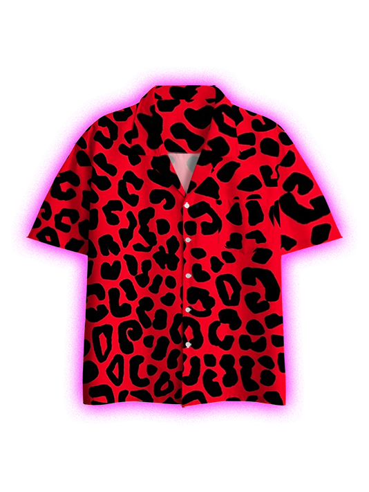 Red Wild Button Up Pocket Shirt