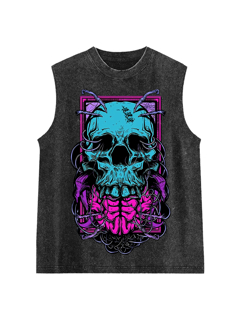 Cyber Skull Washed Tank Top