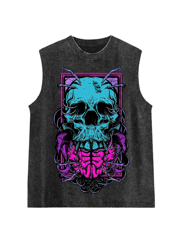 Cyber Skull Washed Tank Top