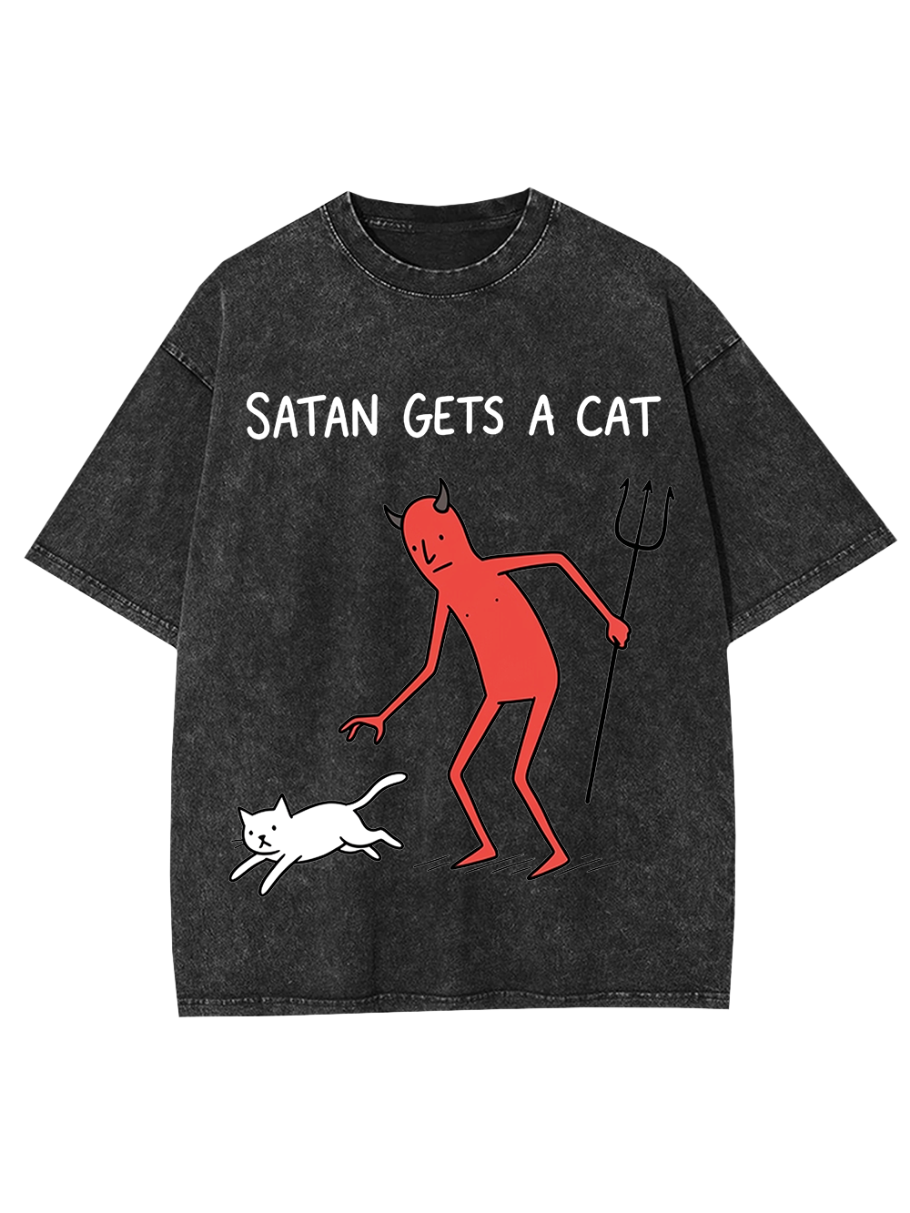 SATAN GETS A CAT Washed Tshirt