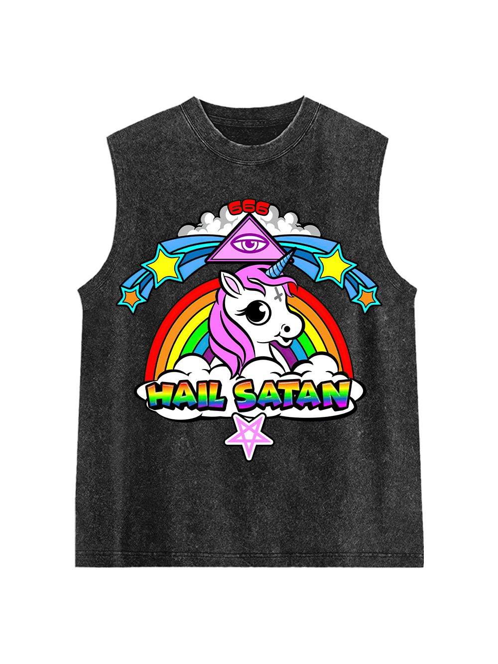 Hail Satan Washed Tank Top-ClassyOutlaw Sale