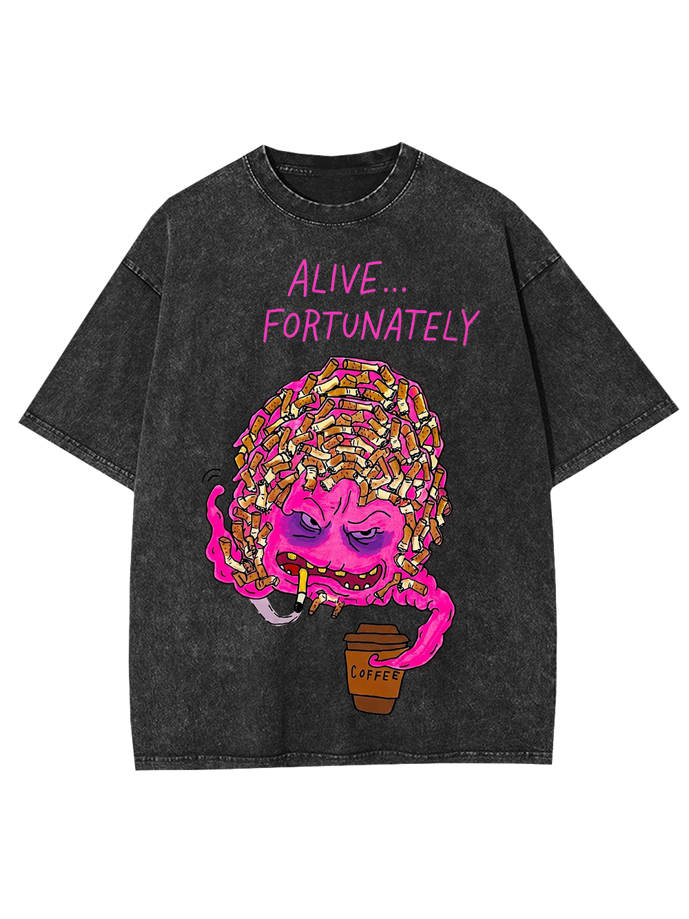 ALIVE FORTUNATELY Washed Tshirt