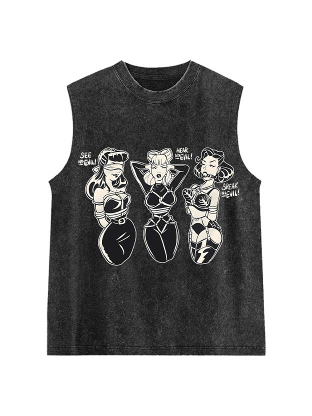 See Hear Speak Washed Tank Top