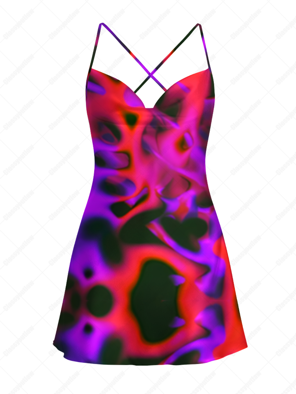 Vivid Pulse Satin Cross Back Mini