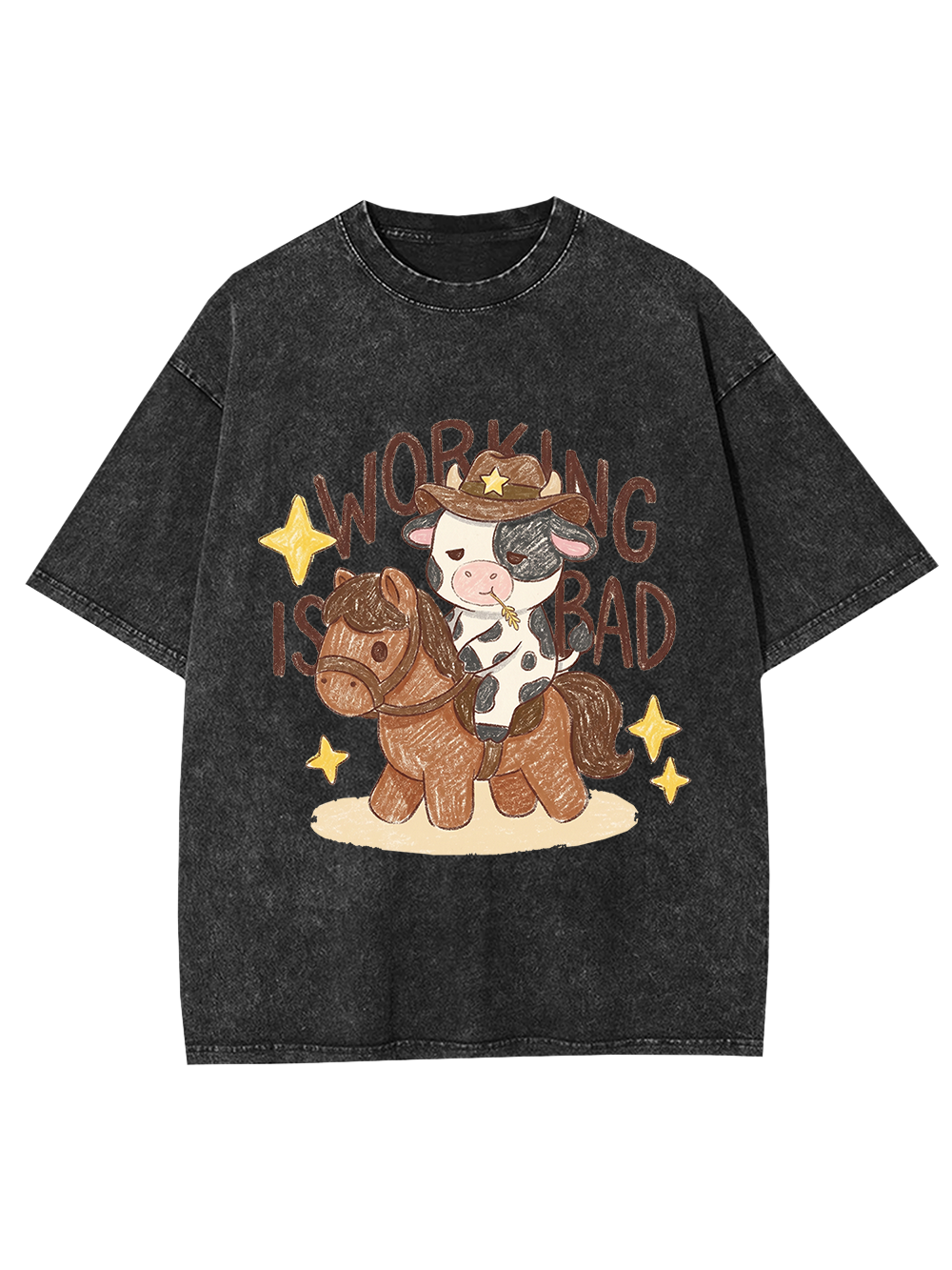 Working Is Bad Washed Tshirt