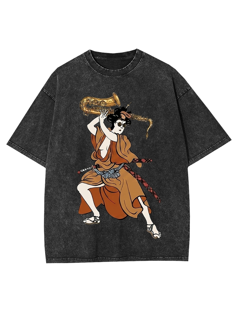 Ukiyo-e Style Warrior Washed Tshirt