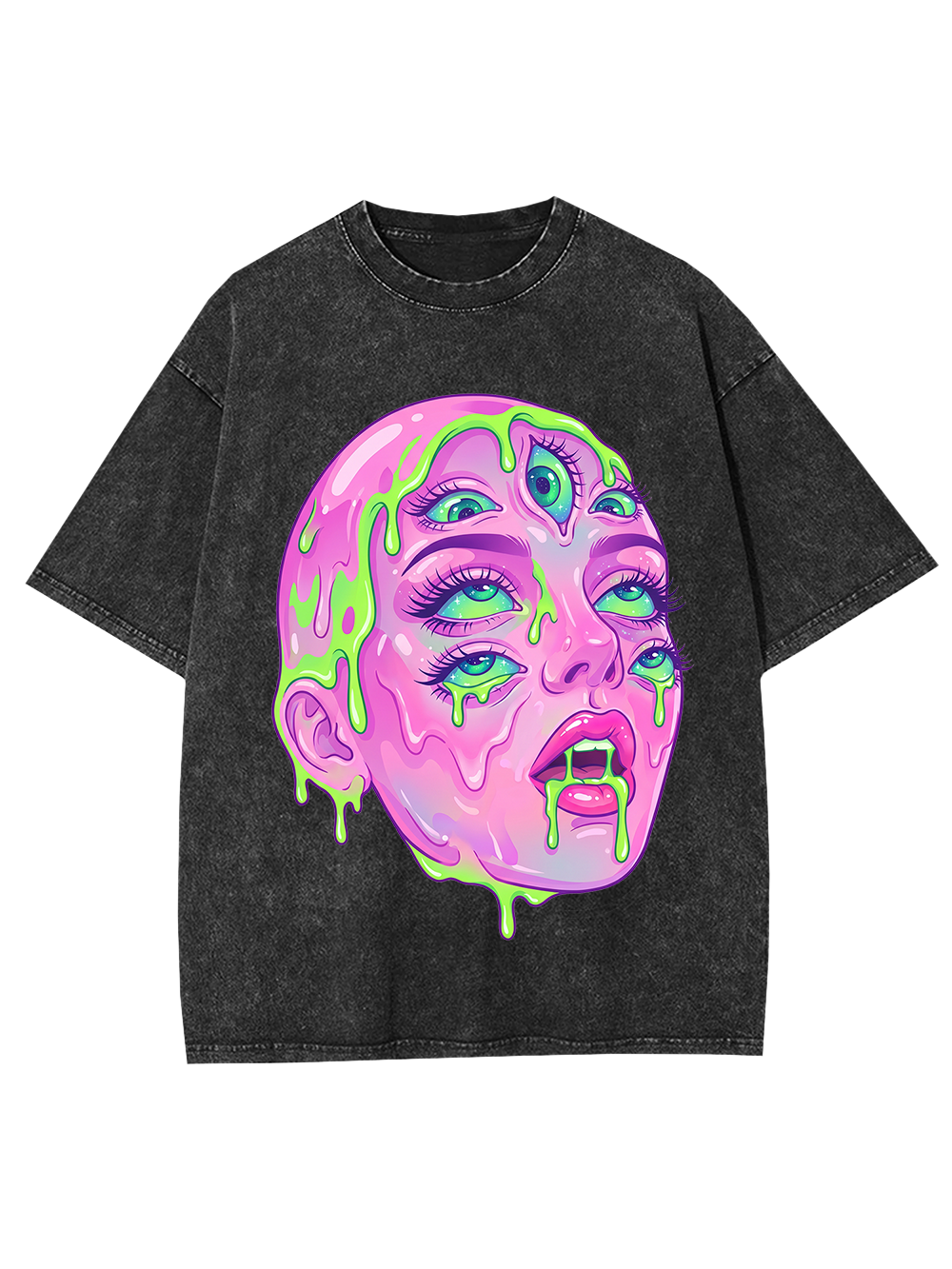 Trippy Multi-Eye Horror Art Washed Tshirt