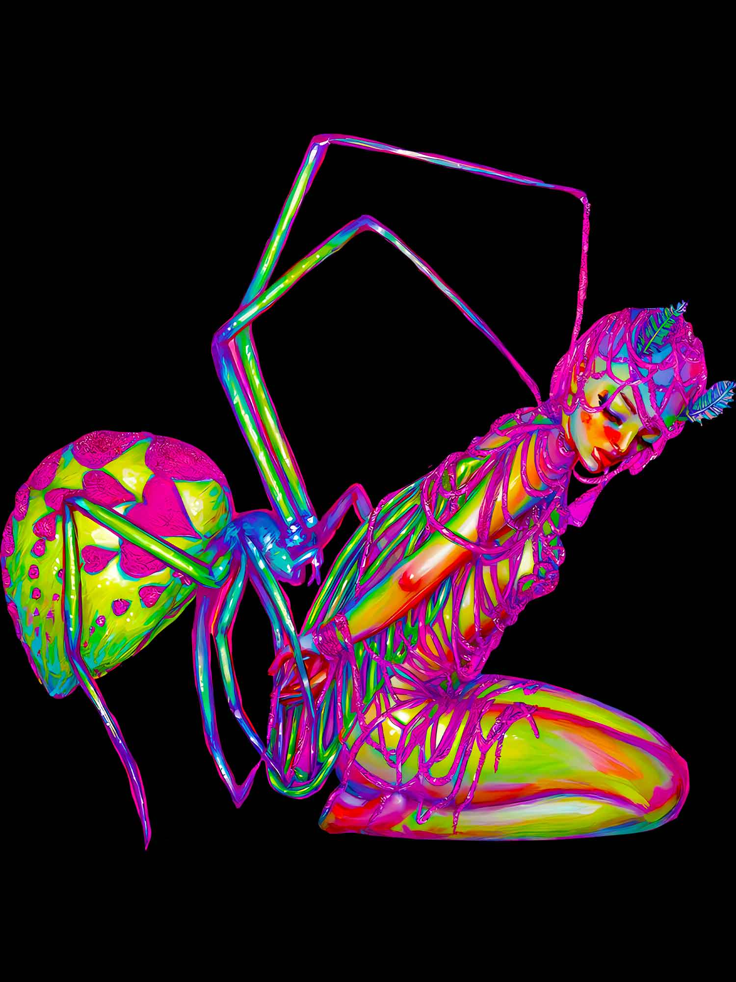 NEON SPIDER HYBRID WASHED TSHIRT