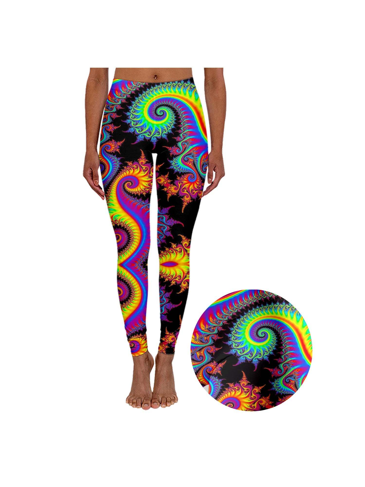 Neon Fractal Swirl Leggings-ClassyOutlaw Sale
