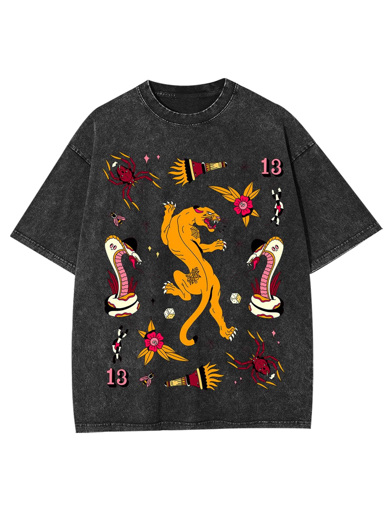 Old School Leopard Washed Tshirt