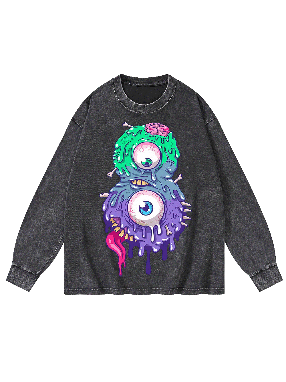 Eyes Cream Washed Long-Sleeve Tshirt