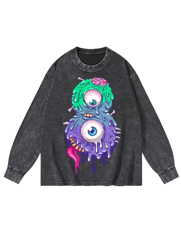Eyes Cream Washed Long-Sleeve Tshirt