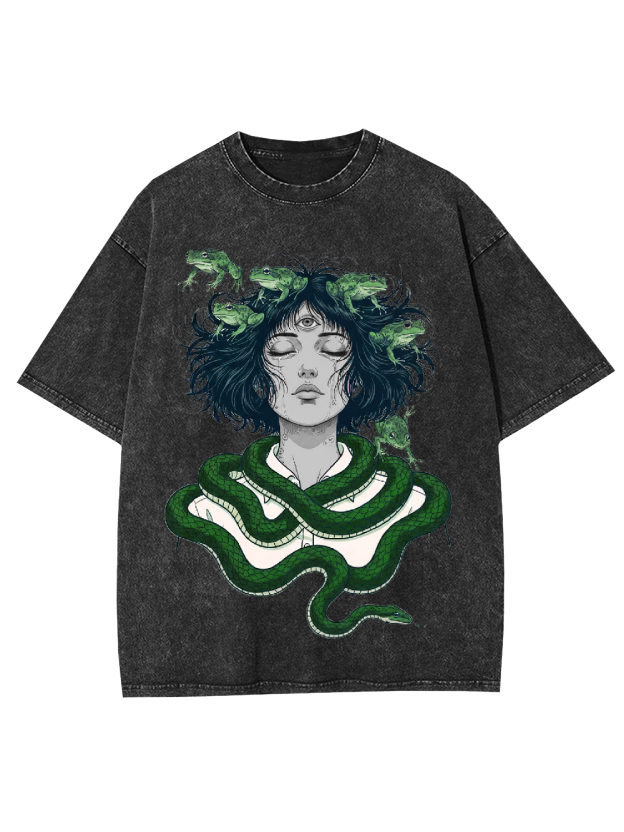 Serpent-Frog Girl Washed Tshirt