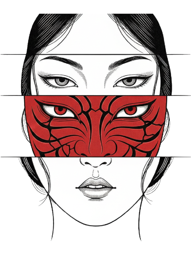 Crimson Mask Illusion Washed Tshirt