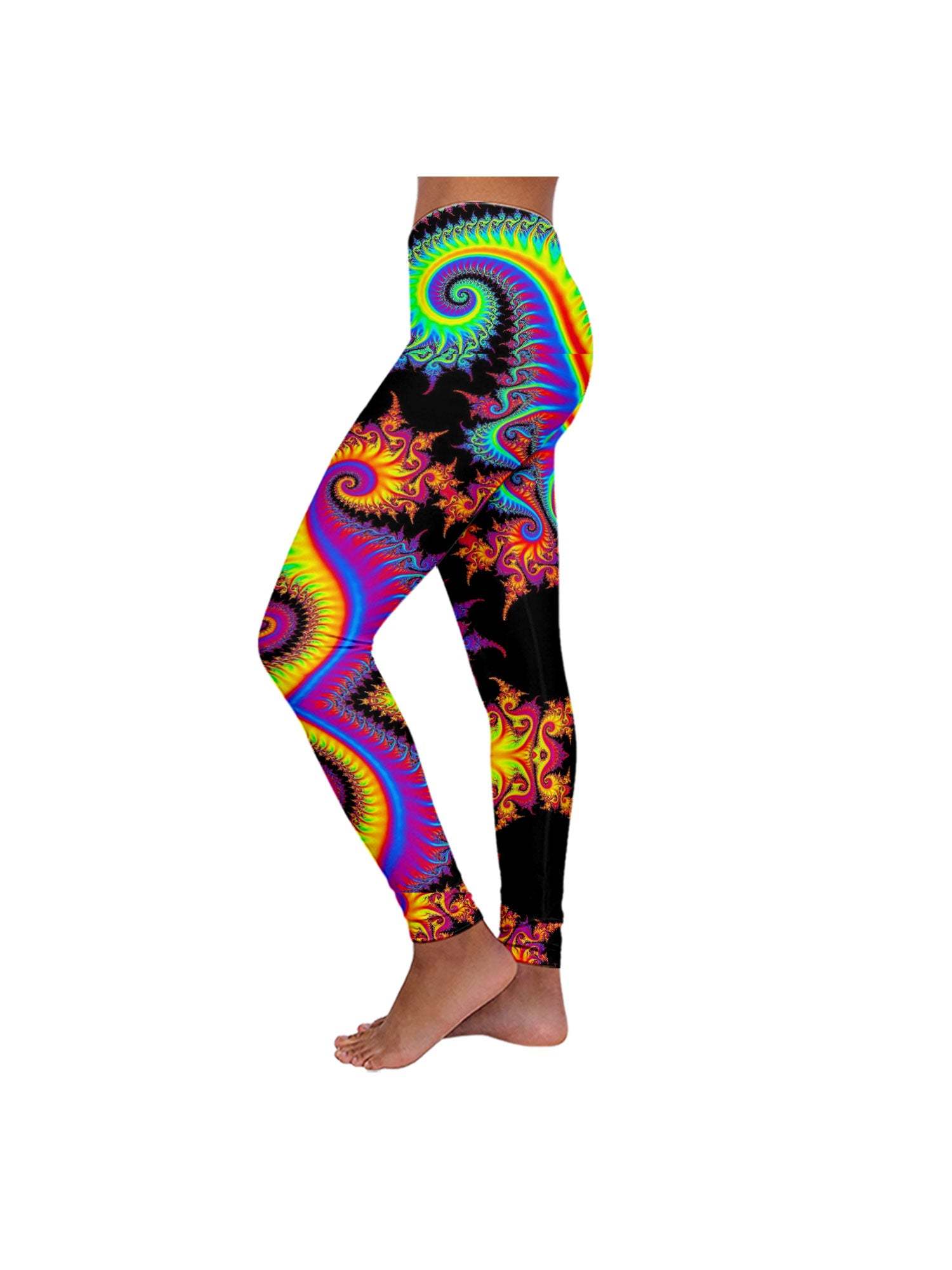 Neon Fractal Swirl Leggings