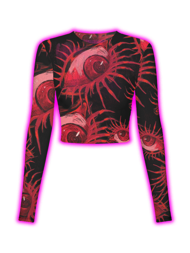 Crimson Gaze Dark Vision Print Mesh Top
