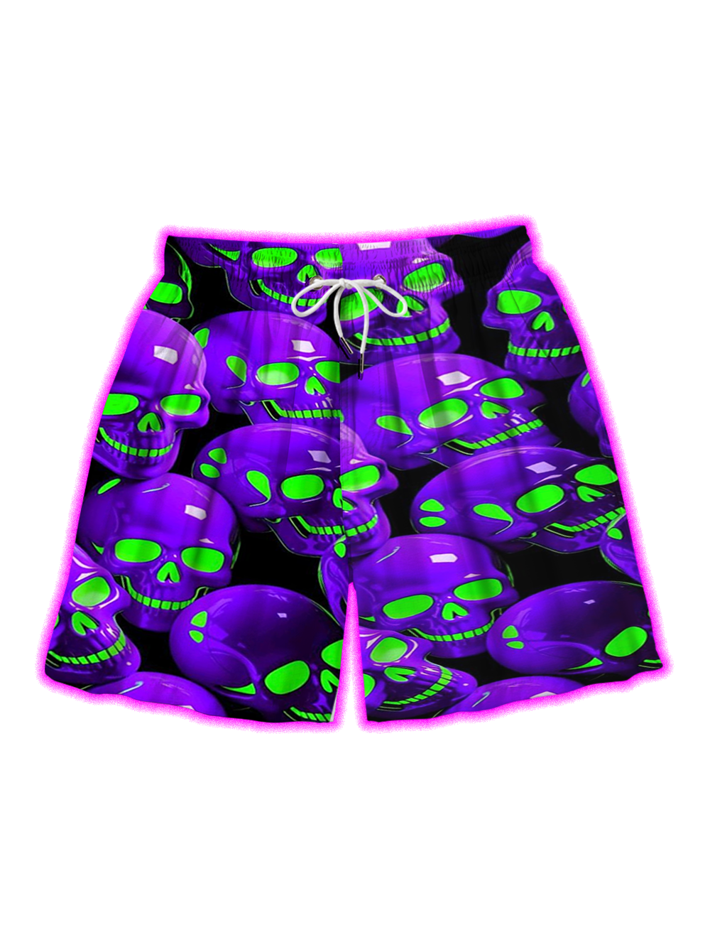NEON SKULL ALL OVER PRINT SHORTS