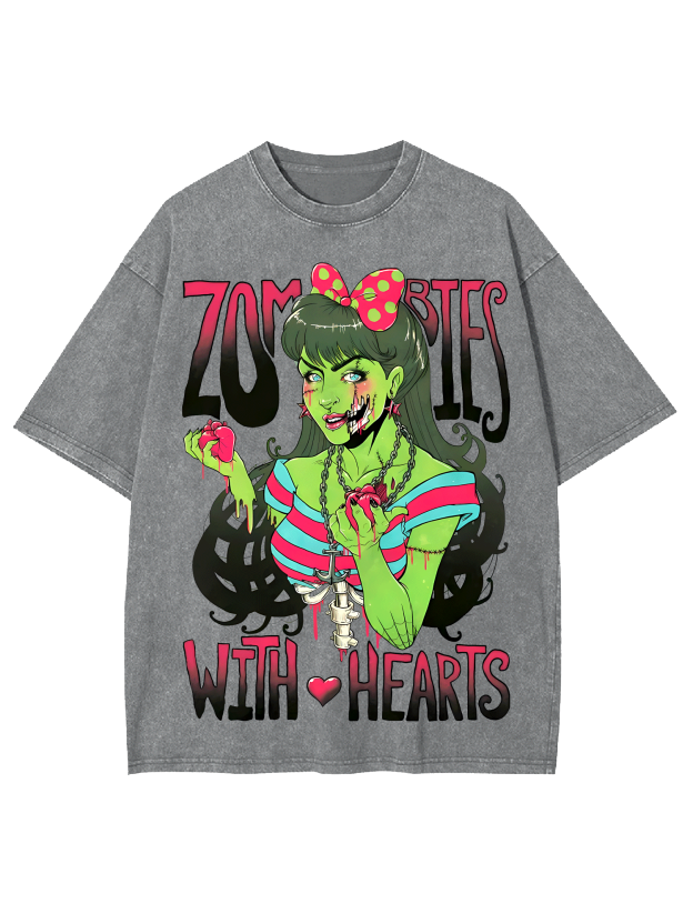 Zombies With Hearts Washed Tshirt