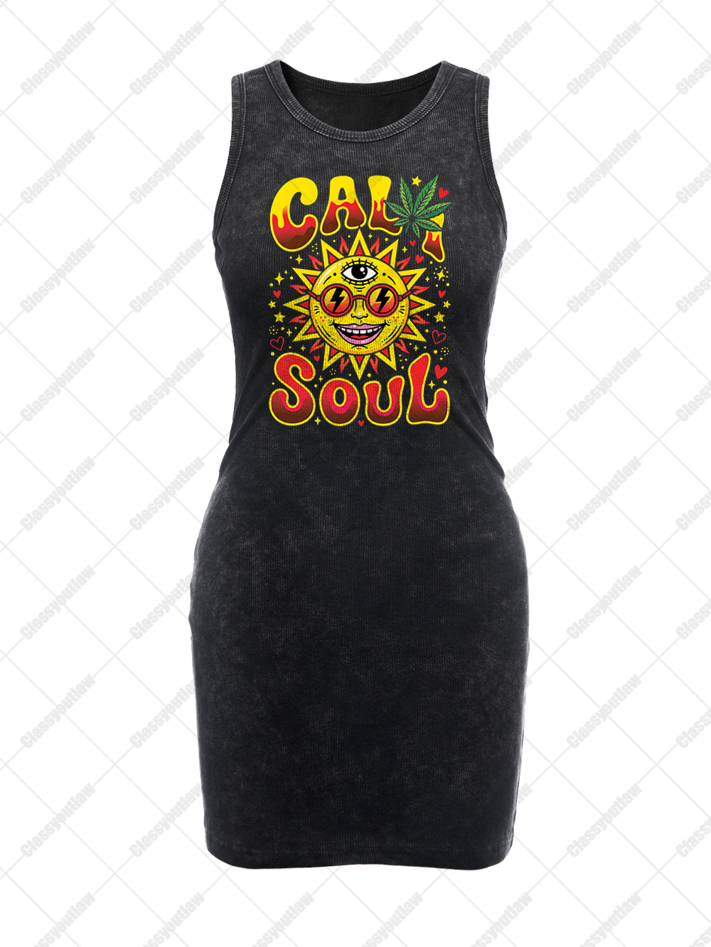 CALI SOUL VINTAGE BODYCON TANK DRESS