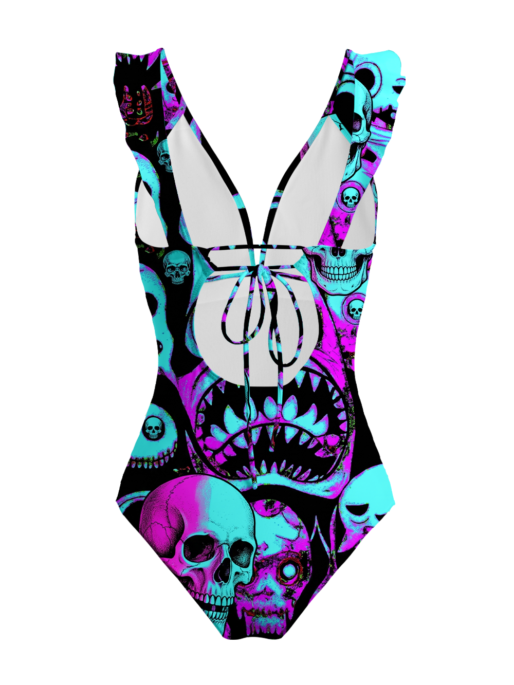 SKULL MONSTER V-NECK ONE PIECE SWIMSUIT