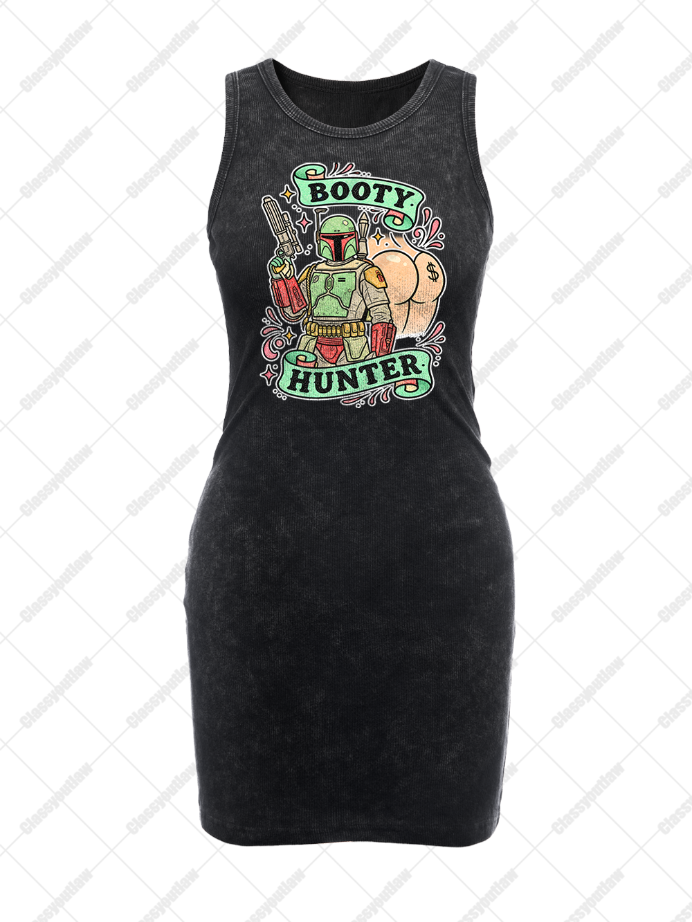 SPACE BOUNTY HUNTER VINTAGE BODYCON TANK DRESS