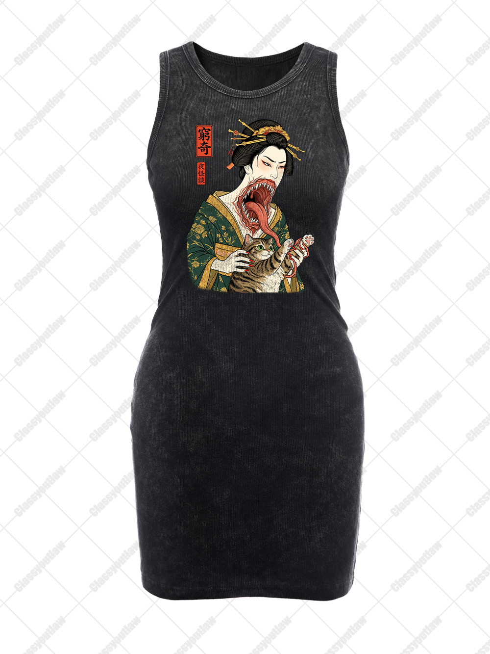 YOKI GEISHA VINTAGE BODYCON TANK DRESS