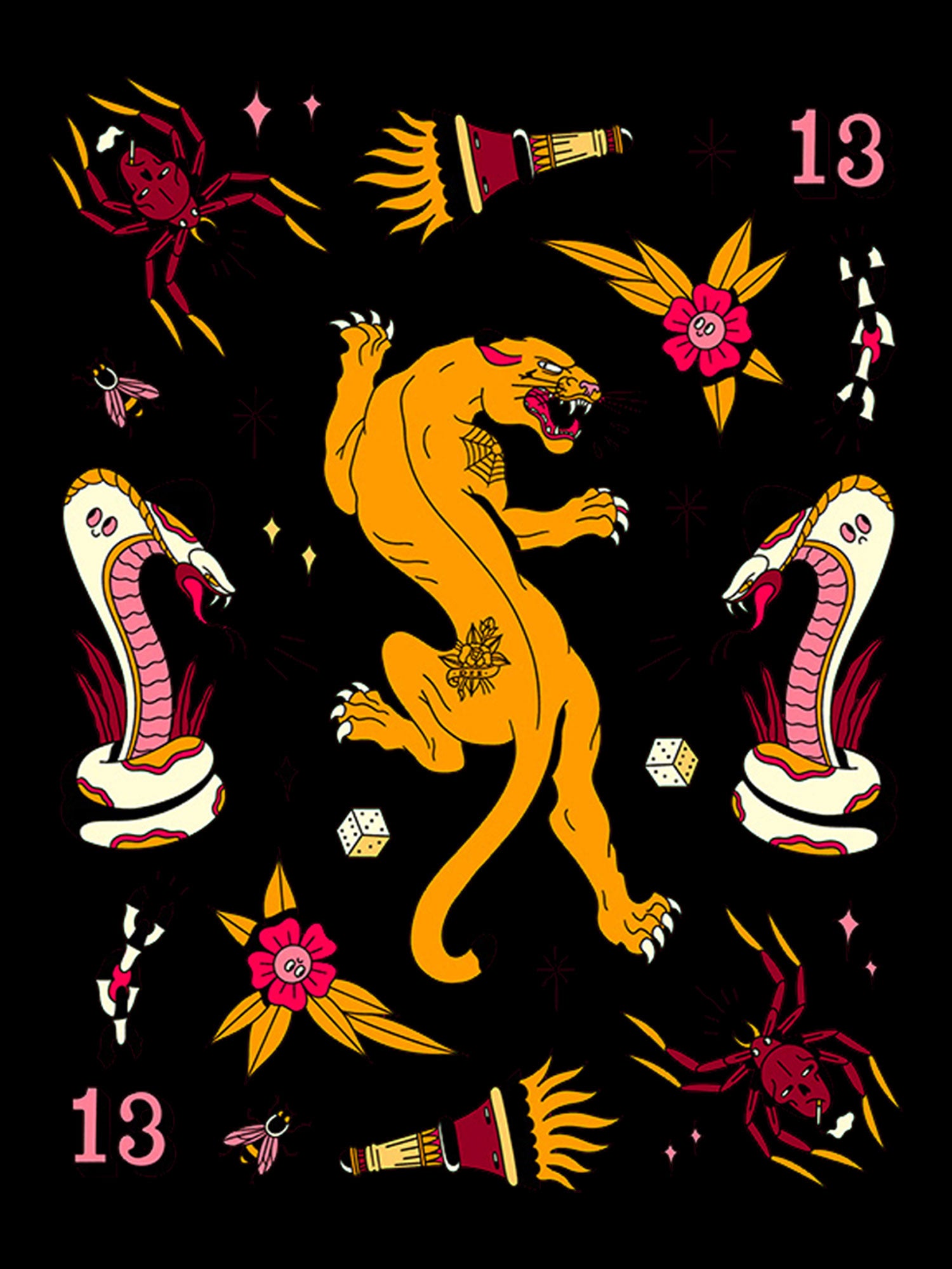 Old School Leopard Washed Tshirt