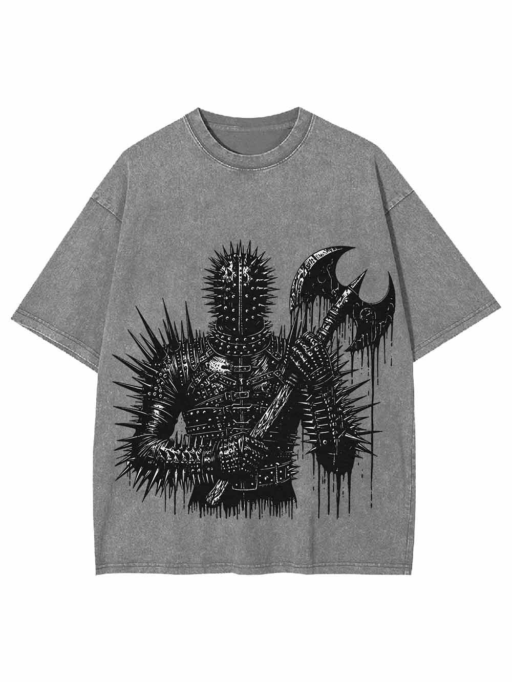 Spiked Warrior with Battle Axe Washed Tshirt