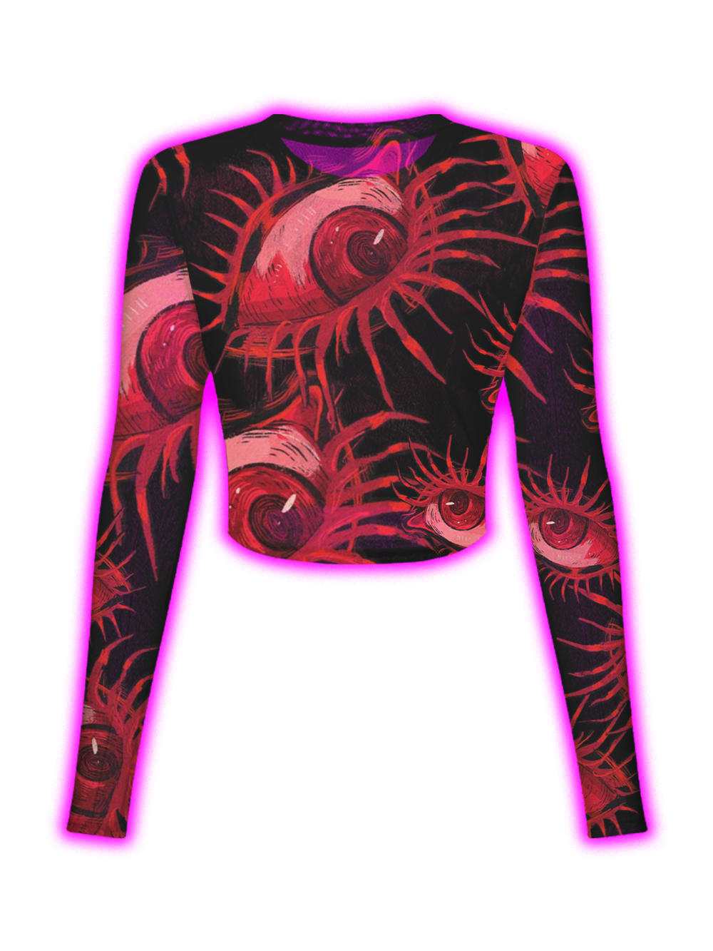 Crimson Gaze Dark Vision Print Mesh Top