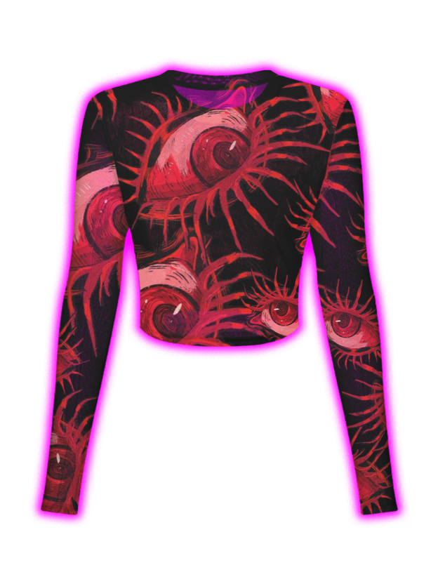 Crimson Gaze Dark Vision Print Mesh Top